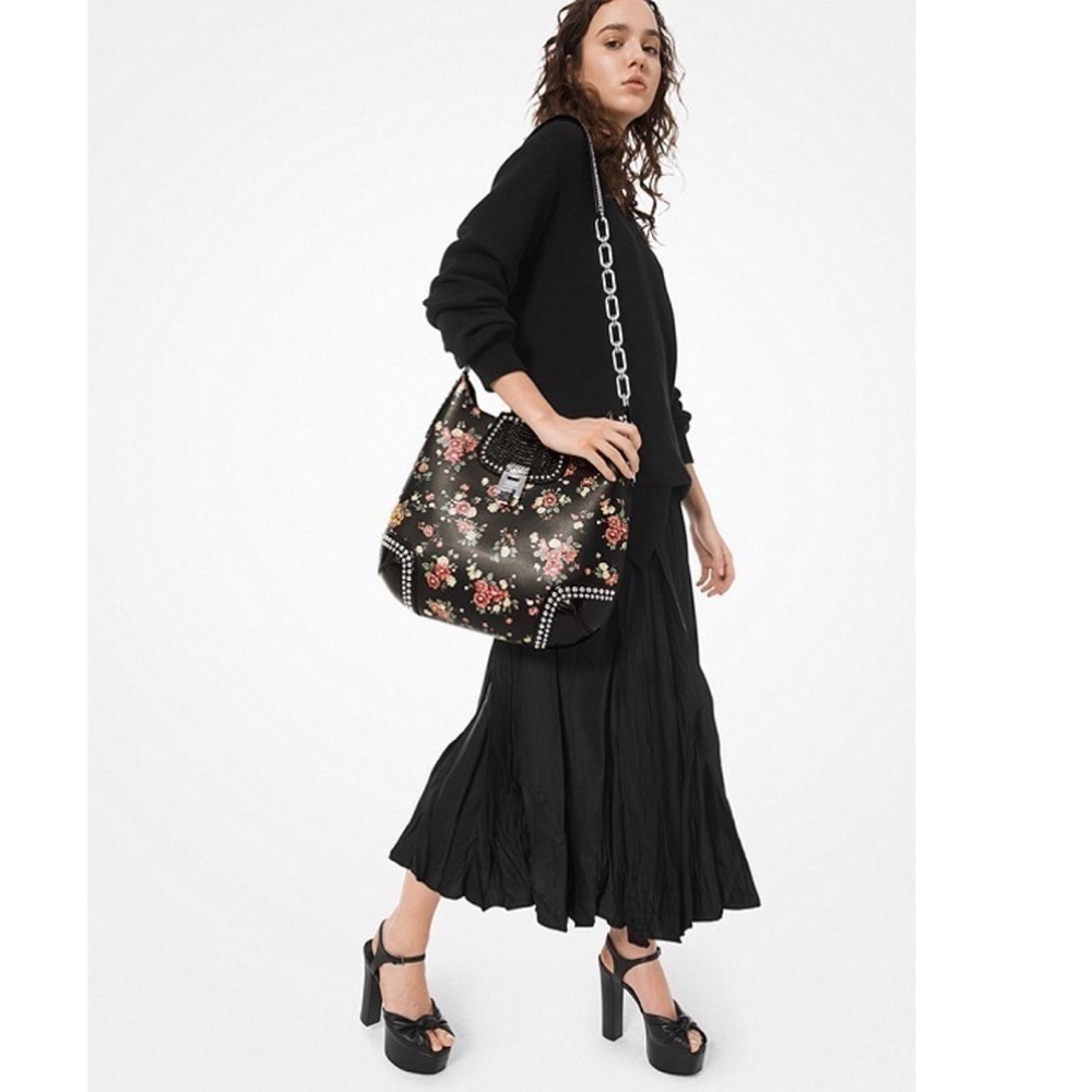 Michael Kors Collection Bancroft Oversized Floral Calf Leather Snakeskin Bag - Picture 3 of 11